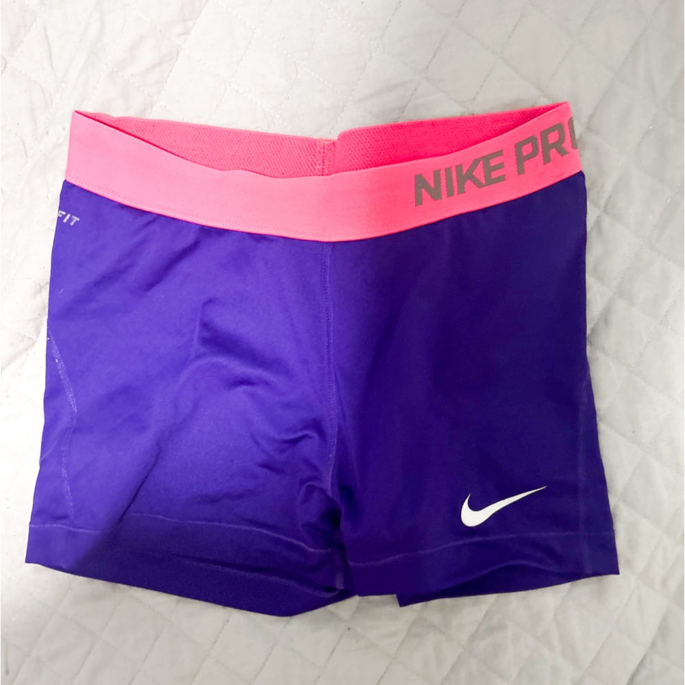 purple nike pro gym shorts